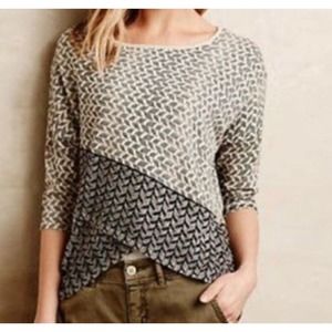 Moth Anthropologie Cross Front Sweater size Medium Beaded Patterned Pull…